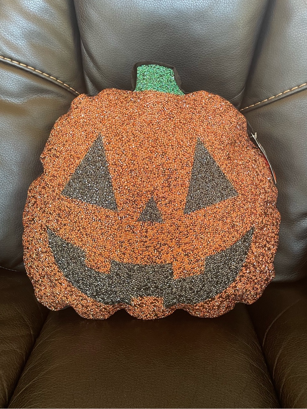 NWT Jack O’ Lantern Lane Rhinestone Halloween Pumpkin Accent Pillow